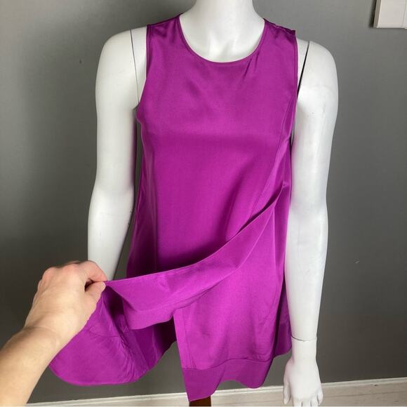 Donna Karan top tunic XS sleeveless silk purple Mod wrap NWT lagenlook - Picture 2 of 15